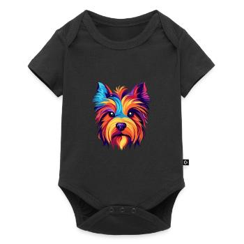 Silky Terrier chien race aquarelle dessin animé Kawaii - Body à manches courtes Premium Bébé - noir - Devant