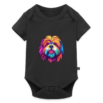 Lhasa Apso Dog Breed Watercolor Cartoon Kawaii Col - Baby Premium short-sleeve bodysuit - black - Front