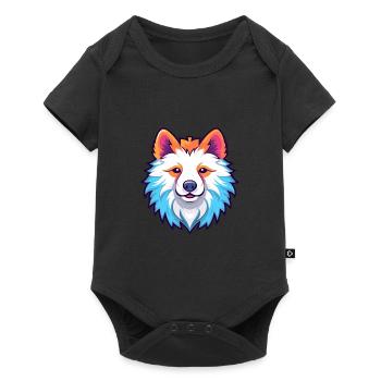 Américain Esquimau chien race aquarelle dessin animé Kawai - Body à manches courtes Premium Bébé - noir - Devant