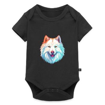 Samoyed Dog Breed Watercolor Cartoon Kawaii Colorf - Baby Premium short-sleeve bodysuit - black - Front