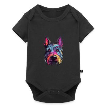 Scottish Terrier chien race aquarelle dessin animé Kawa - Body à manches courtes Premium Bébé - noir - Devant