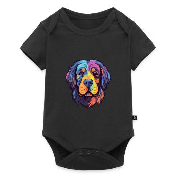 Newfoundland Dog Breed Watercolor Cartoon Kawaii C - Baby Premium short-sleeve bodysuit - black - Front