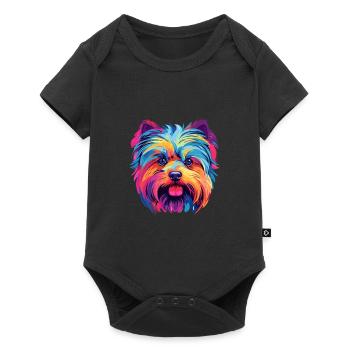 Yorkshire Terrier Dog Breed Watercolor Cartoon Kaw - Baby Premium short-sleeve bodysuit - black - Front