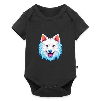 Américain Esquimau chien race aquarelle dessin animé Kawai - Body à manches courtes Premium Bébé - noir - Devant