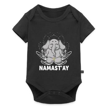 Funny Namaste Yoga Elephant - Baby Premium short-sleeve bodysuit - black - Front