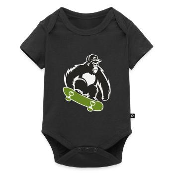 Skateboard, Skateboarder, Skater, Gorilla, Monkey, Animal - Baby Premium short-sleeve bodysuit - black - Front