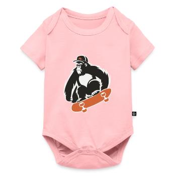 Planche à roulettes, Skateboarder, Skater, Gorille, Singe, Animal - Body à manches courtes Premium Bébé - rose - Devant