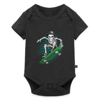 Skeleton Skull Skateboarder Skater - Baby Premium short-sleeve bodysuit - black - Front