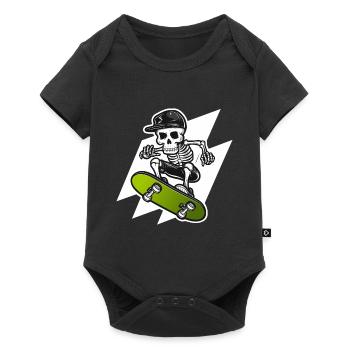 Skeleton Skull Skater Skateboarder Skateboarder - Baby Premium short-sleeve bodysuit - black - Front