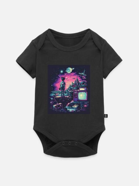 Retro-Gaming-Odyssee - Baby Premium Kurzarmbody - Schwarz