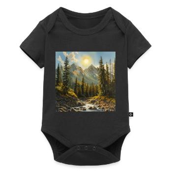 Mountains, Landscape, Nature, Trees, Sun - Baby Premium short-sleeve bodysuit - black - Front