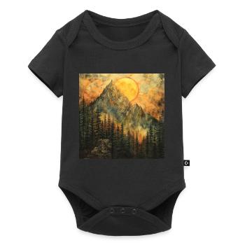 Mountains, Landscape, Nature, Trees, Sun - Baby Premium short-sleeve bodysuit - black - Front