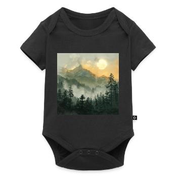 Mountains Landscape Nature Trees Sun - Baby Premium short-sleeve bodysuit - black - Front