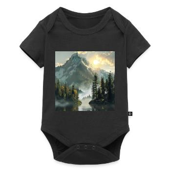Mountains, Landscape, Nature, Trees, Sun - Baby Premium short-sleeve bodysuit - black - Front