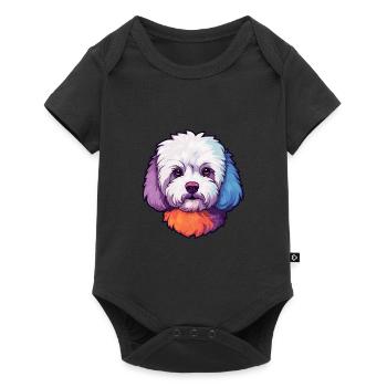 Bichons frisé race de chien aquarelle dessin animé Kawaii - Body à manches courtes Premium Bébé - noir - Devant