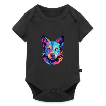 Mudi Hunderasse Aquarell Cartoon Kawaii Bunt - Baby Premium Kurzarmbody - Schwarz - Vorne