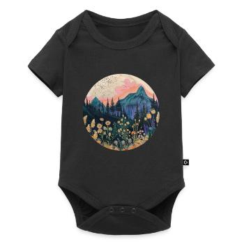 Boho, Flowers, Mountains, Landscape, Nature, Trees - Baby Premium short-sleeve bodysuit - black - Front