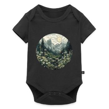 Boho, Flowers, Mountains, Landscape, Nature, Trees - Baby Premium short-sleeve bodysuit - black - Front