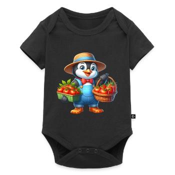 Gardener's penguin Proud harvest helper 🐧🌱 - Baby Premium short-sleeve bodysuit - black - Front
