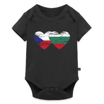 République tchèque bulgare drapeau coeur utilisé - Body à manches courtes Premium Bébé - noir - Devant