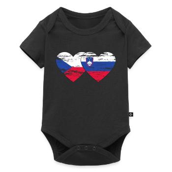 Czech Republic Slovenia flag heart used - Baby Premium short-sleeve bodysuit - black - Front