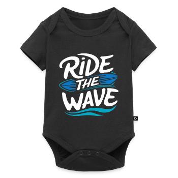 Ride the wave Surfing Surfboard Summer Holiday - Baby Premium short-sleeve bodysuit - black - Front