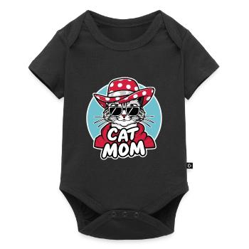 Cat Mom Lustige Katze mit Sonnenbrille und Kleider - Baby Premium Kurzarmbody - Schwarz - Vorne