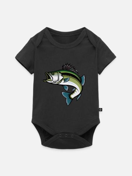 Springender Bass Fisch - Baby Premium Kurzarmbody - Schwarz