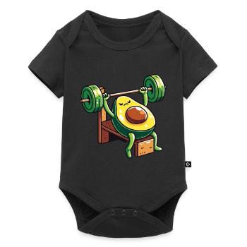 Avocado Gewichtheber Bodybuilder - Baby Premium Kurzarmbody - Schwarz - Vorne