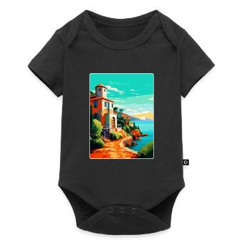 Costa Brava Spanien Vintage Reiseplakat Souvenir - Baby Premium Kurzarmbody - Schwarz - Vorne