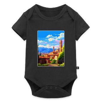 Bergamo Italien Vintage Reiseposter WPA Souvenir - Baby Premium Kurzarmbody - Schwarz - Vorne