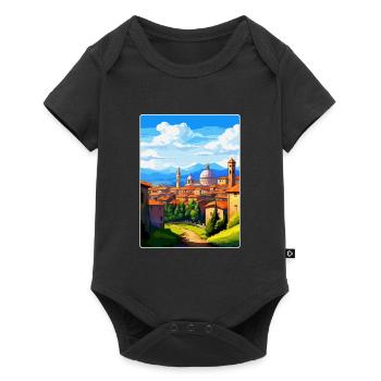 Bergamo Italien Vintage Reiseposter WPA Souvenir - Baby Premium Kurzarmbody - Schwarz - Vorne