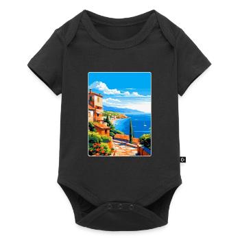 Côte d Azur Frankreich Vintage Reiseplakat Souvenir - Baby Premium Kurzarmbody - Schwarz - Vorne