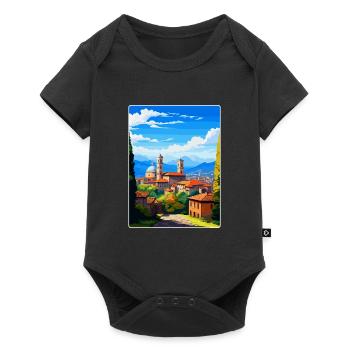Bergamo Italien Vintage Reiseposter WPA Souvenir - Baby Premium Kurzarmbody - Schwarz - Vorne