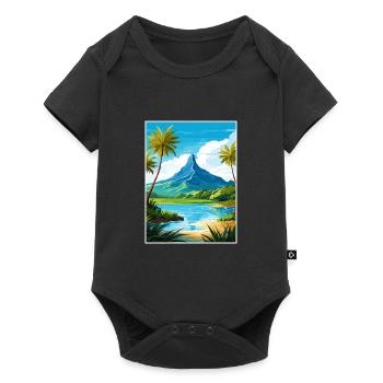 Bora Französisch-Polynesien Vintage Reiseposter - Baby Premium Kurzarmbody - Schwarz - Vorne