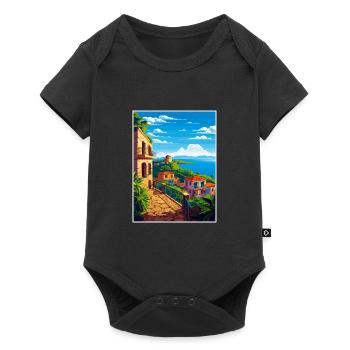 Puerto Rico Caribbean Vintage Travel Poster - Baby Premium short-sleeve bodysuit - black - Front