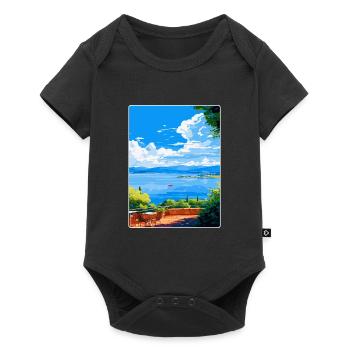 Lac de Bracciano Italie Affiche de voyage vintage WPA Art - Body à manches courtes Premium Bébé - noir - Devant