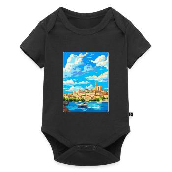 San Antonio Spanien Vintage Reiseplakat Souvenir - Baby Premium Kurzarmbody - Schwarz - Vorne