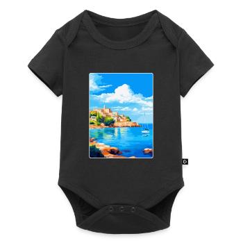 Balearen Spanien Vintage Reiseplakat WPA - Baby Premium Kurzarmbody - Schwarz - Vorne