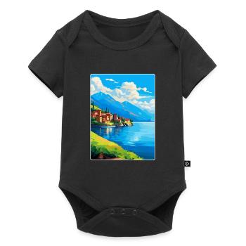 Lac d’Iseo Italie Affiche de voyage vintage Souvenir WPA - Body à manches courtes Premium Bébé - noir - Devant