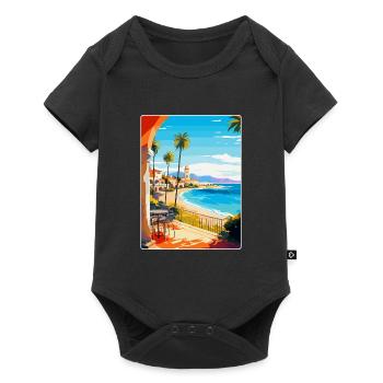 Costa Del Sol Spanien Vintage Reiseplakat Souvenir - Baby Premium Kurzarmbody - Schwarz - Vorne