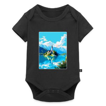 Bleder See Slowenien Vintage Reise Poster Souvenir - Baby Premium Kurzarmbody - Schwarz - Vorne