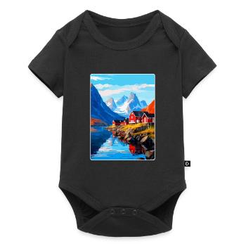 Lofoten Norwegen Vintage Reiseposter WPA - Baby Premium Kurzarmbody - Schwarz - Vorne