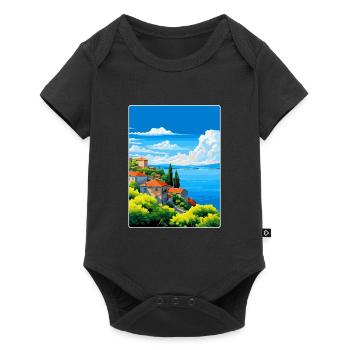 Lac de Bolsena Italie Affiche de voyage vintage souvenir - Body à manches courtes Premium Bébé - noir - Devant
