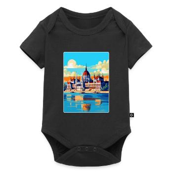 Budapest Hongrie Affiche de voyage vintage souvenir - Body à manches courtes Premium Bébé - noir - Devant