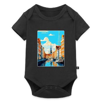 Copenhague, Danemark, Affiche de voyage vintage souvenir - Body à manches courtes Premium Bébé - noir - Devant