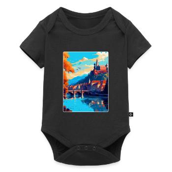 Heidelberg Germany Vintage Travel Poster Souvenir - Baby Premium short-sleeve bodysuit - black - Front