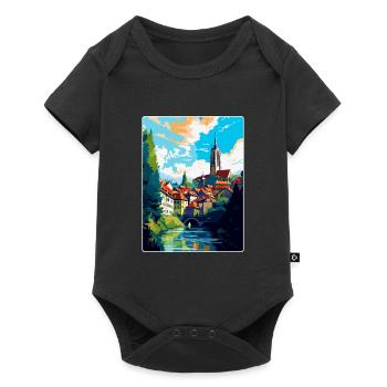 Fribourg Switzerland Vintage Travel Poster WPA Art - Baby Premium short-sleeve bodysuit - black - Front