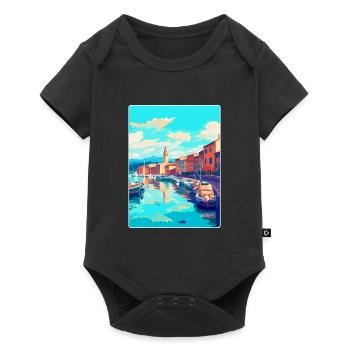 Saint Tropez Frankreich Vintage Reiseplakat Souvenir - Baby Premium Kurzarmbody - Schwarz - Vorne