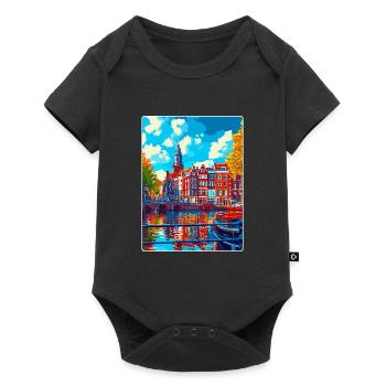 Amsterdam Netherlands Vintage Travel Poster WPA - Baby Premium short-sleeve bodysuit - black - Front